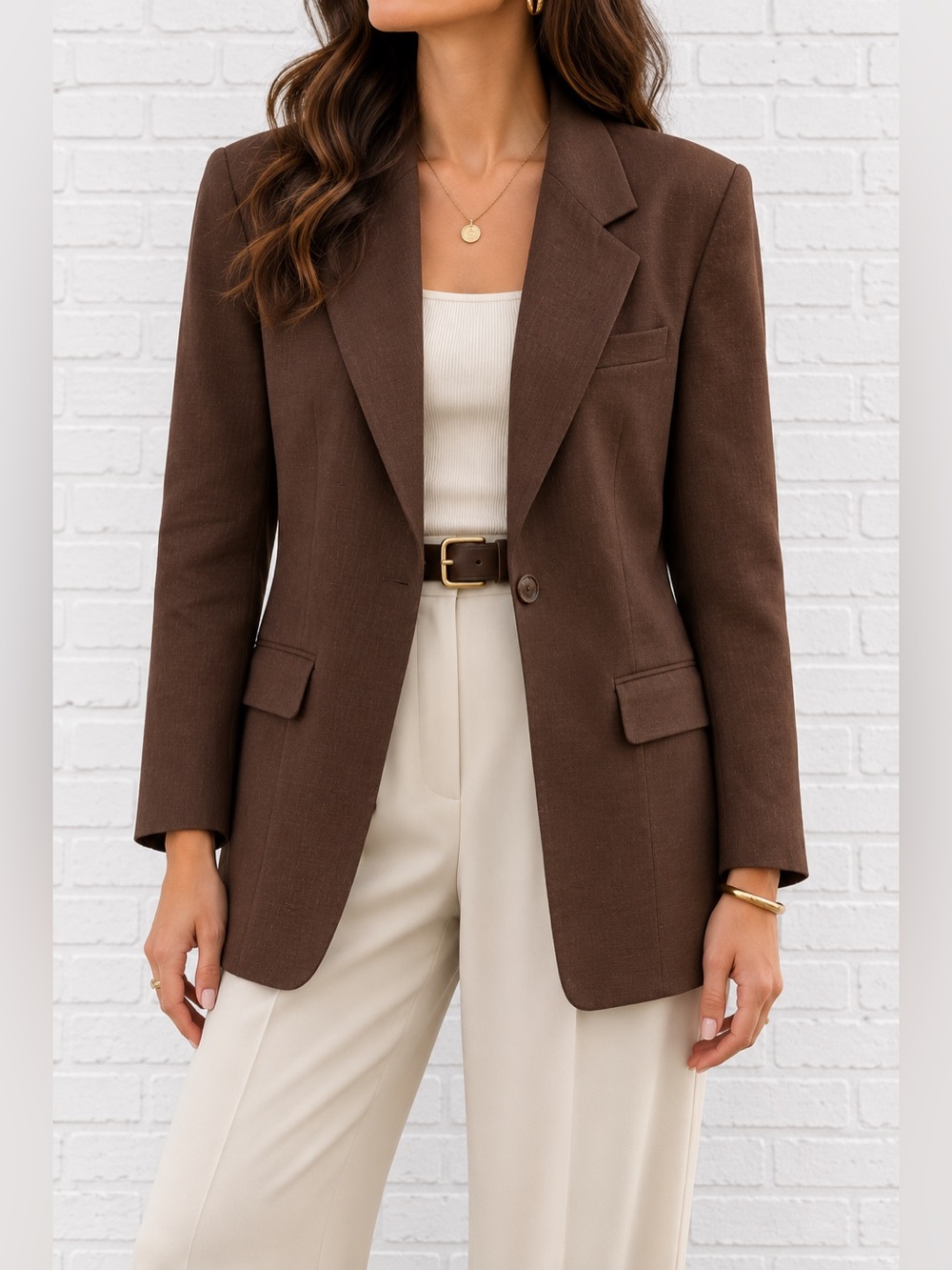 Vintage 90s Talbots Cocoa Brown Linen Rayon Blazer Jacket Size 8